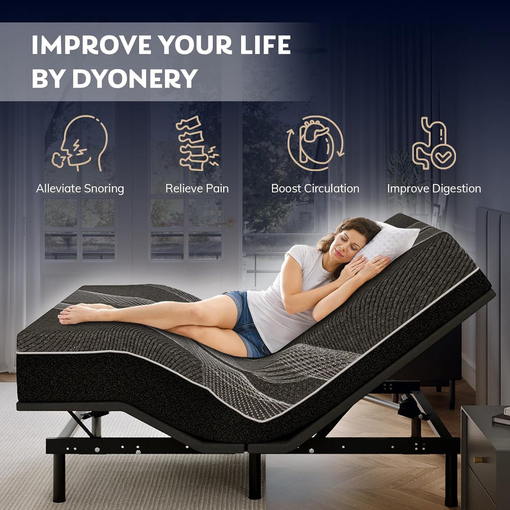 Twin XL Adjustable Bed Base Frame with Wireless Remote + 14 Inch Twin XL Gel Memory Foam Mattress Bed in a Box, Head and Foot Incline, Zero Gravity, Fiberglass Free, 80" × 38"