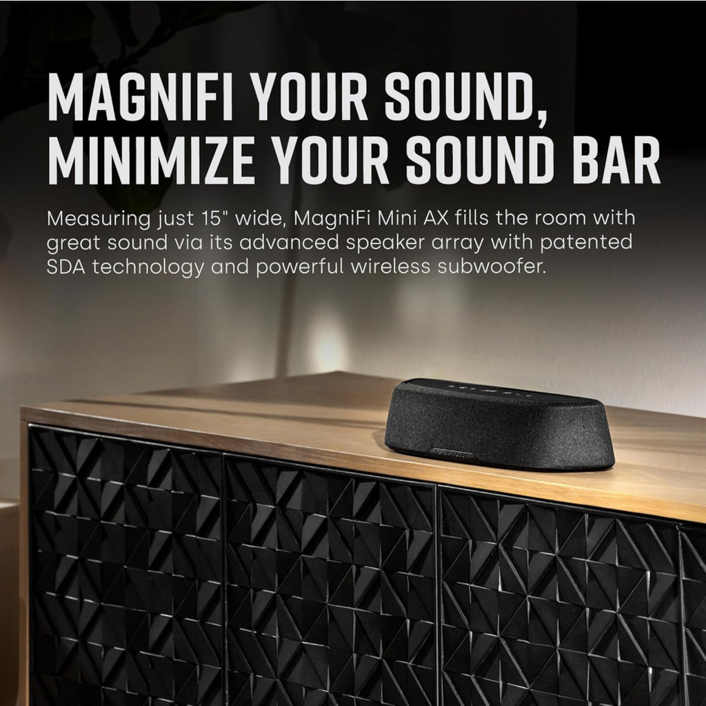 Polk Audio MagniFi Mini AX Sound Bar for TV with Wireless Subwoofer  Dolby Atmos and DTS:X Certified  Polk's patented VoiceAdjust & SDA technologies  Ultra-Compact Design  Easy Setup  Black