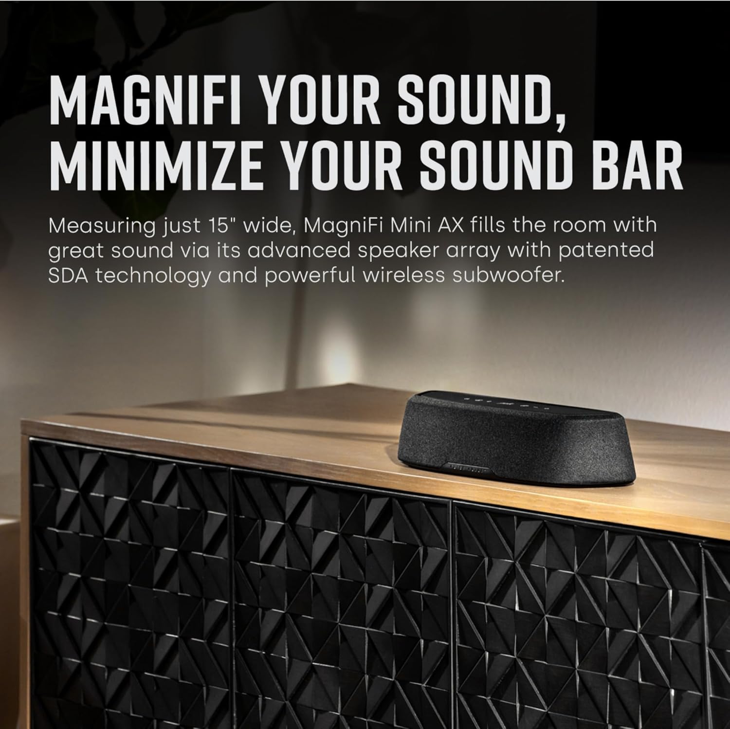 Polk Audio MagniFi Mini AX Sound Bar for TV with Wireless Subwoofer  Dolby Atmos and DTS:X Certified  Polk's patented VoiceAdjust & SDA technologies  Ultra-Compact Design  Easy Setup  Black