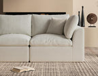 110" Cloud Sectional Couches for Living Room, Convertible L-Shape Couch with Ottoman, 3 Seater Modular Sectional Sofa, Warm White