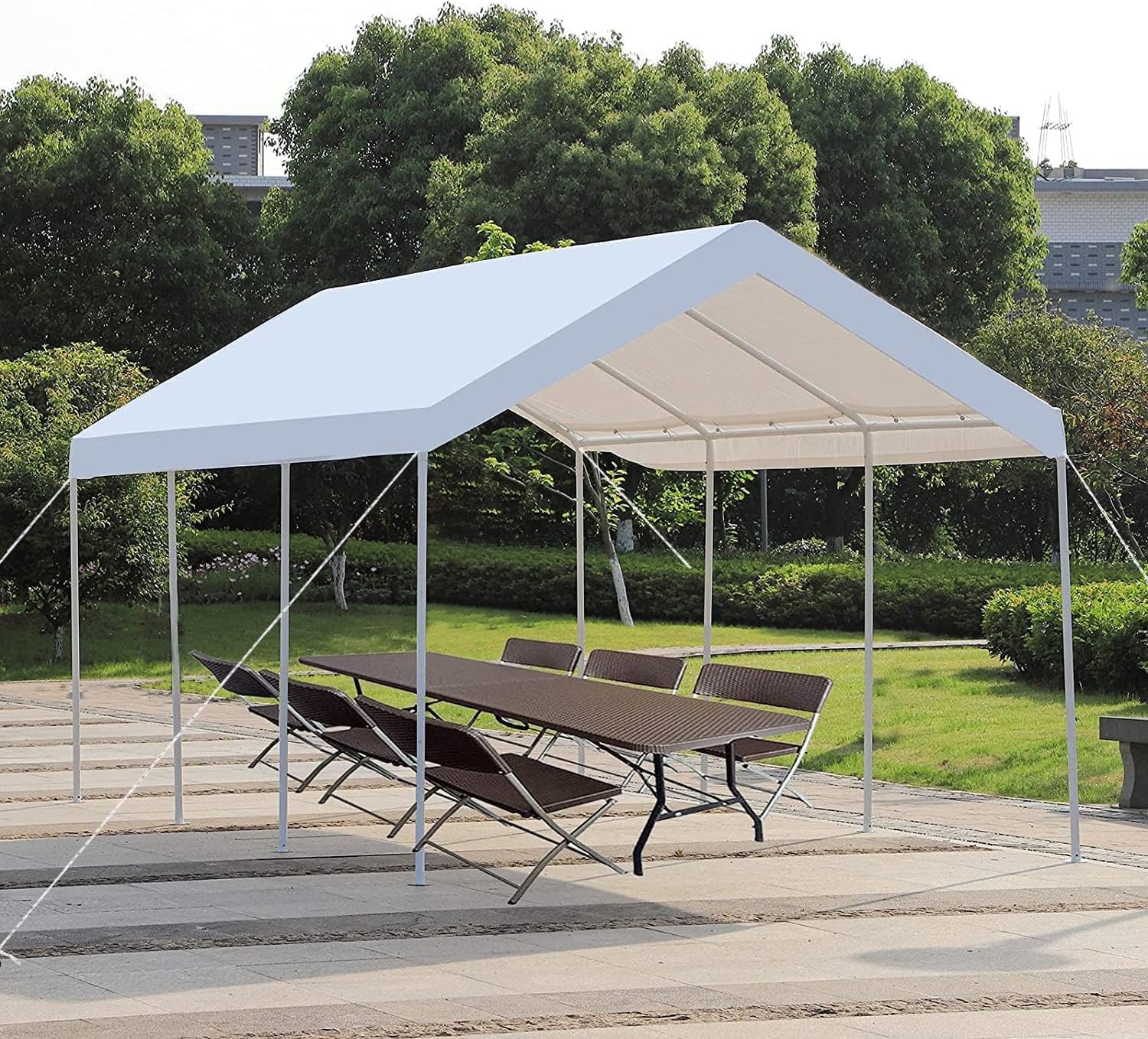 LVUYOYO Carport, 10'x20' Heavy Duty Car Canopy, Outdoor Portable Carport with Removable Sidewalls, All Weather Garage Tent for Car, Truck, Boat, Party
