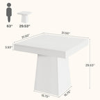 Tribesigns Square Dining Table for 4, 31.5-Inch Small Kitchen Table with Sturdy Pedestal Base, Farmhouse Dinner Table for Dining Room, Living Room, Kitchen, White