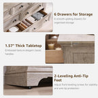 T4TREAM Farmhouse 7 Drawers Dresser for Bedroom, 54" Wide Wood Rustic Chest of Drawers w/Roman Column, Wooden Storage Dressers Organizer for Bedroom, Living Room, Light Rustic Oak