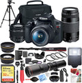 Canon EOS Rebel T7 DSLR Camera with EF 18-55mm with EF 75-300mm Double Zoom Kit Bundle with 500mm Preset Telephoto Lens  32GB Memory Card  Tripod  Paintshop Pro and Accessories (10 Items)