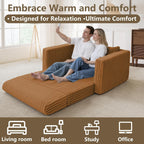 HABUTWAY Folding Sofa Bed, 2 in 1 Convertible Sleeper Chair with Pillow, Portable Fold Out Chair Bed with Armrest, Comfy Floor Couch, Lazy Sofa for Living Room Bedroom Dorm Home Office, Orange