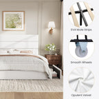 SHA CERLIN Queen Size Platform Bed Frame with 4 Storage Drawers, Velvet Upholstered Headboard, Mattress Foundation with Wooden Slats Support, No Box Spring Needed, Easy Assembly, White