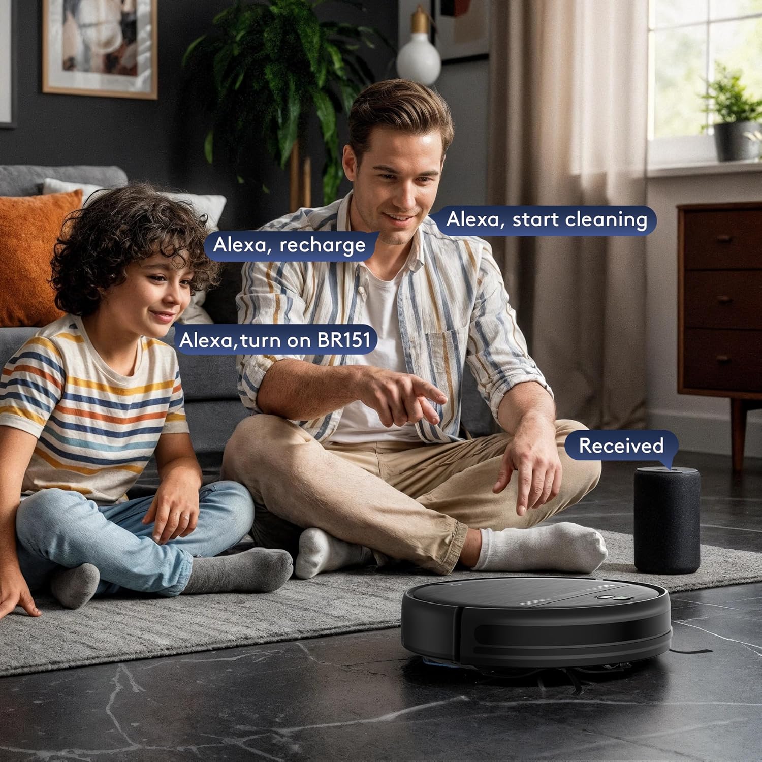Robot Vacuum and Mop Combo, 2-in-1 Robot Vacuum Cleaner, 2.87'' Slim Design, Wi-Fi/App/Voice Control, 3D Obstacle Avoidance & Self-Charging Robotic Vacuum for Hard Floors, Carpets, Pet Hair