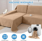 Deep Dream Sectional Couch Covers, 2 Pieces 100% Waterproof L Shaped Sofa Cover, Non Slip Couch Cover for Dogs Cats Washable, Pet Friendly Sofa Slipcovers Furniture Protector (XX-Large, Brown)