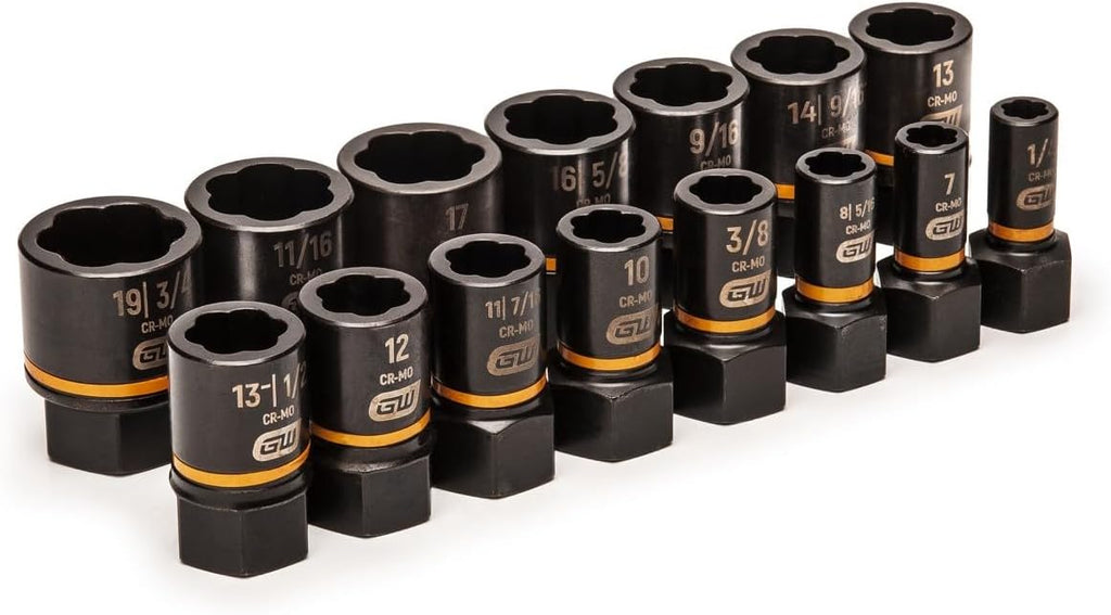 GEARWRENCH 15 Pc. 1/4" & 3/8" Drive Bolt Biter™ Impact Extraction Socket Set - 84783