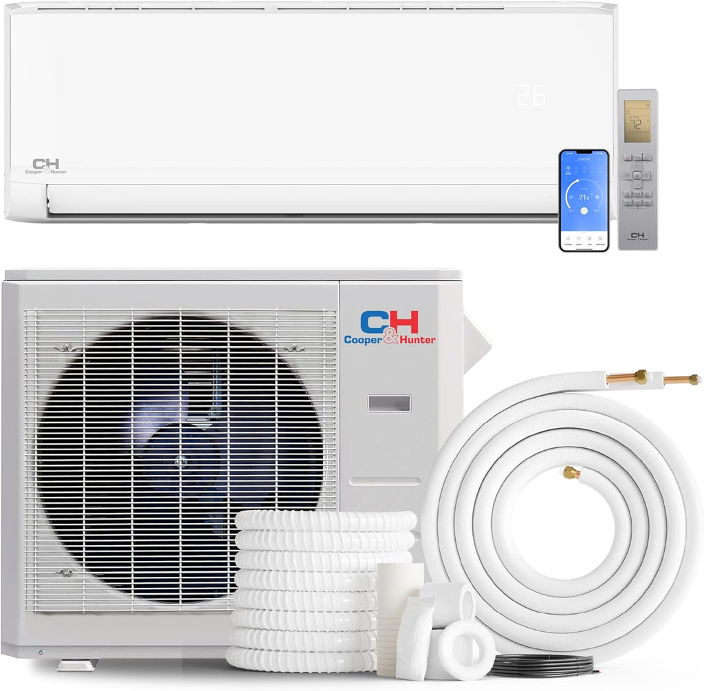 Cooper & Hunter 36,000 BTU 230V Single Zone Wall Mount Ductless Mini Split Air Conditioner & Heat Pump – 19.5 SEER2 – 25FT Installation Kit – Pre-Charged Inverter System