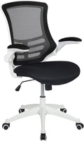 Flash Furniture Kelista Office Chair, Ergonomic, Mid-Back, White Frame, Black Mesh with Swivel