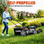 SENIX 21'' Self-Propelled Gas Lawn Mower (FWD)  170 cc 4-Cycle Engine 3.8 HP  3-in-1 (Bagging/Mulching/Side Discharge)  6-Position Cutting Height Adjustment  1.7 Bushels Grass Bag