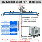 IBC Air Agitator, 265 Gallon Pneumatic Paint Mixer, Folding Propeller, Bracket Mixer, Paint Stirring Machine Mix Tool, Special for IBC Ton Barrels