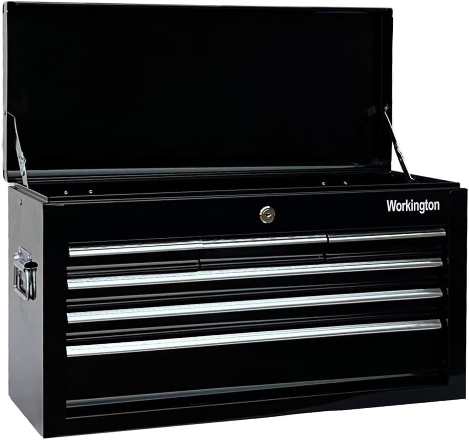 Workington Portable Metal Tool Chest with 6 Drawers, 24" 6-Drawer Tool Chest Cabinet with Ball Bearing Drawer Slides, Steel Tool Storage Box Organizer 4005 Black