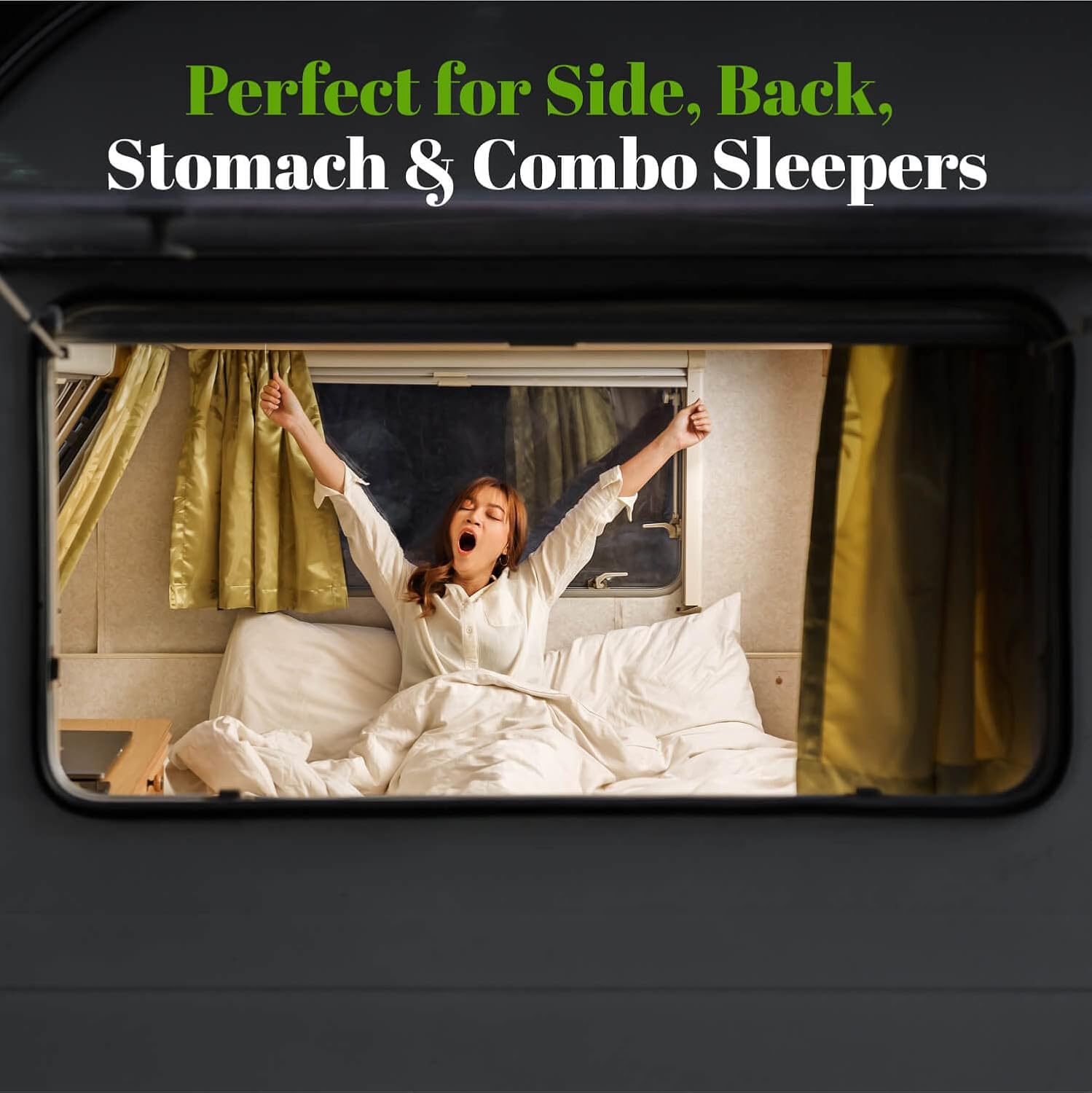 GhostBed 10 Inch Short Queen RV Mattress, Camper Mattress with Memory Foam and Hybrid Coils - Low Profile, Medium Feel, Made in The USA, Short Queen