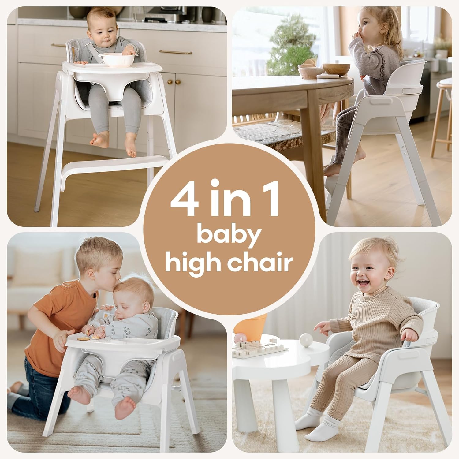 Fodoss 4 in 1 Foldable High Chairs for Babies and Toddlers with Waterproof Cushion, Easy to Clean Baby Chair for Eating, Feeding Chair