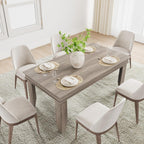 GarveeHome Farmhouse Dining Table for 4-6 People, 63 in Long Kitchen Tables with Wooden Sturdy Frame, 5 ft Large Rectangular Dinner Table for Dining Room, Kitchen, Grey Walnut, 63" Non-extendable