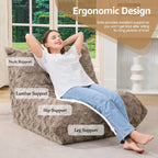 Bean Bag Chairs for Adults Giant Bean Bag Chair Memory Foam BeanBag Chair Bean Bag Sofa with Filler Faux Fur Fireside Beanbags Lazy Sofa for Living Room Bedroom Office (Brown Chevron, Single)
