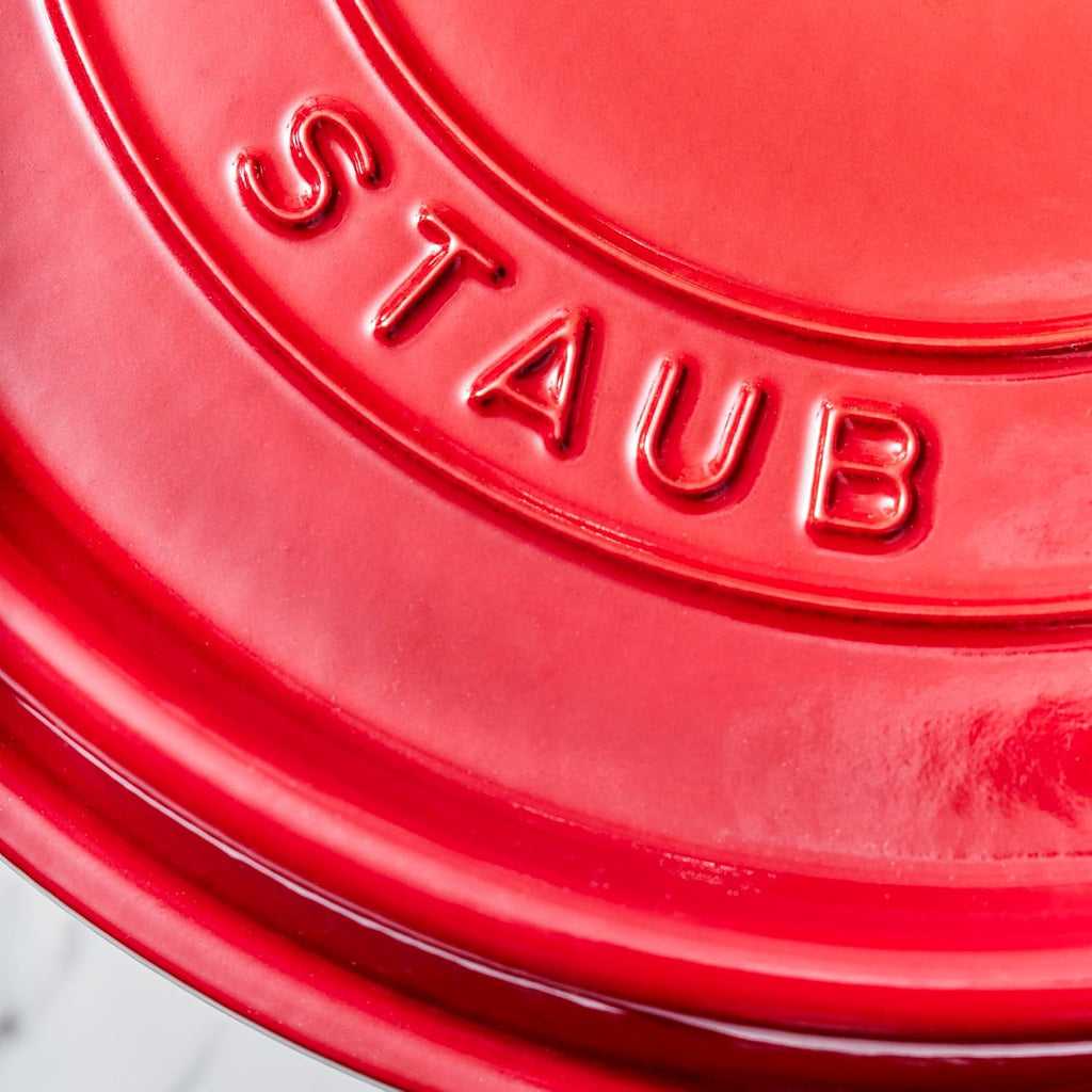 STAUB Cast Iron Dutch Oven 4-qt Round Cocotte, Made in France, Serves 3-4, Cherry