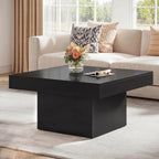Giantex LED Coffee Table, Square Center Table with Remote, 21 Dynamic Modes, 20 Static Colors, Adjustable Brightness & Speed, Wood Low Cocktail Accent Table, Modern Living Room Table (Black)