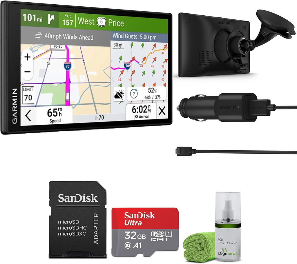 Garmin Dezl OTR620 GPS Truck Navigator 6" Display Touchscreen  Commercial GPS Navigation for Semi Trucker Driver Bundle with 32GB SD Memory Card + LCD Cleaning Kit