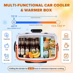 Kikihuose 12V Car Refrigerator 32 Qt (30L) Electric Cooler/Warmer with Pockets, Ice Pack Divider, Removable Lid, Wheels,Thermoelectric Fridge for Travel Camping Vehicles Truck Home, 120V AC