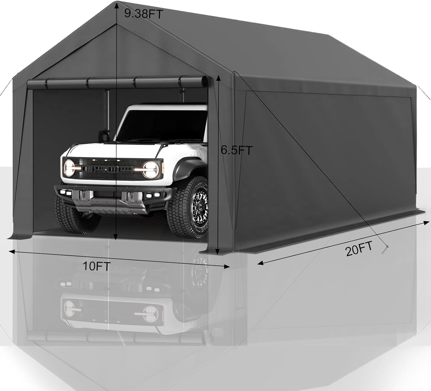 Carport 10x20ft Heavy Duty Canopy Storage Shed,Portable Garage Party Tent,Portable Garage with Removable Sidewalls & Doors All-Season Tarp for Car,Truck,Party SNC24# (N/BG)