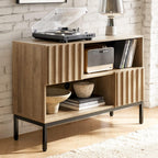 mopio Norwin Entryway Table, Sturdy Modern Rustic Industrial Farmhouse Sofa Table, Display Storage Shelf, Accent Cabinet, Oak Wood TV Stand, Entertainment Center, Media Console, Living Room (Single)