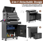 Tool Chest, 5 Drawer Rolling Tool Storage Cabinet with Detachable Top Tool Box, Metal Tool Cart with Lockable Wheels & Sliding Drawers for Garage, Workshop