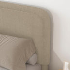 BarnFurin Queen Bed Frame with Headboard, Boucle Upholstered Platform Bed Frame, Luxurious Soft Rounded Corners, No Box Spring Required, Non-Slip and Noise-Free, Easy Assembly, Beige