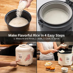 Tiger JAZ-A10U-LF 5.5 Cup Capacity White Rice Cooker with Non-Stick Inner Pot, Retractable Power Cord, and Keep Warm up to 12 hours (Flower)