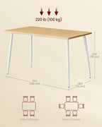 VASAGLE Dining Table, Dining Room Table for 4-6 People, Modern Farmhouse, for Kitchen, Quick Assembly, Heat-Resistant Surface, 29.5 x 55.1 x 29.5 Inches, Golden Oak and Cloud White UKDT100N01V2
