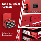 5-Drawer Rolling Tool Chest & Cabinet With Detachable Top Box - Heavy-Duty Metal Tool Cart With 4 Hooks, Lockable Drawers & 4 Wheels For Garage, Workshop, And Automotive Organization, (Red)