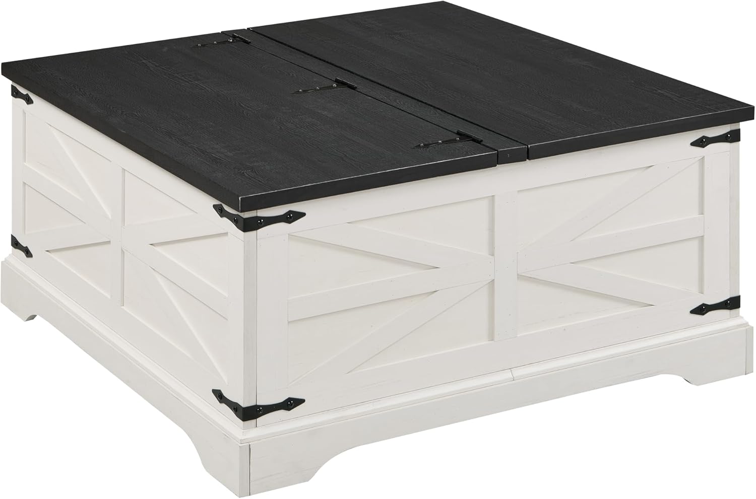 JXQTLINGMU Farmhouse Lift Top Coffee Table with Storage, 36" Wood Square Center Table with Large Hidden Compartment, Rustic Lift Tabletop Dining Table for Home Living Room, White