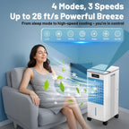 VeRosky Portable Air Conditioners, 3-in-1 Evaporative Air Cooler with Remote, 2-Gal Water Tank, 4 Modes & 3 Speeds, Quiet Windowless Swamp Cooler for Bedroom, Room, Office, Small Spaces(White)