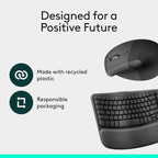 Logitech Wave Keys & Lift Vertical Mouse - Ergonomic Wireless Keyboard and Mouse Combo - with Cushioned Palm Rest, Easy-Switch, Bluetooth, for Multi-OS, Windows/Mac - Graphite