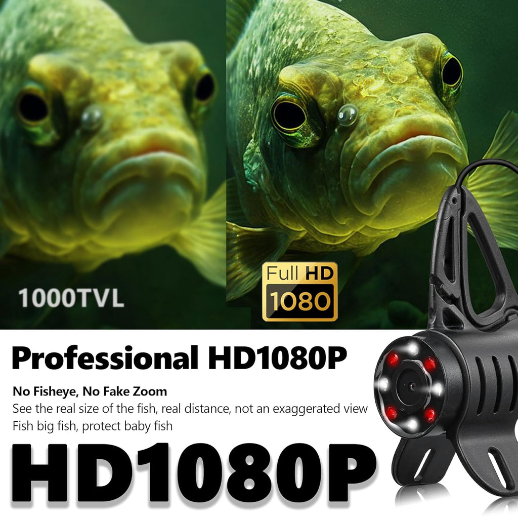 FishPRO® 2026 Upgrade NO.1 HD 1080P Underwater Fishing Camera 7'' IPS- w/10 000mAh (Ease to Use) Ice Fishing Camera Underwater  Fish Finder Camera for Ice Lake Boat Fishing w/USB-C  LED+IR  82ft