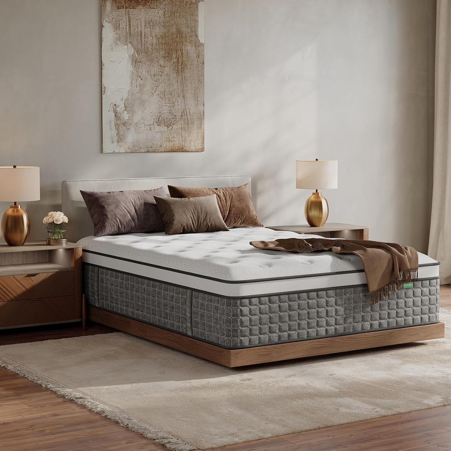 King Size Mattress, Medium Firm 12 Inch Hybrid Mattress King Size in a Box - Memory Foam & Pocket Springs for Back Pain Relief, Fiberglass Free, Motion Isolation, CertiPUR-US & OEKO-TEX Certified