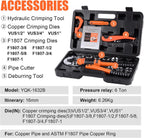 HZLZRZ Pro Press Copper and PEX Pipe Crimper Kit: 8 dies Set with Dies for 1/2" 3/4" 1" Copper Pipe ASTM F1807 PEX Copper Rings (5 Sizes 3/8" to 1"), Professional Tool for Plumbing Systems(YQK/1632B)