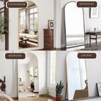 OGCAU 76"x34" Arched Full Length Mirror, Hanging Leaning or Standing Full Body Mirror, Wall Mounted Mirror with Aluminum Frame for Living Room, Bedroom or Cloakroom (Gold)