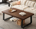 HSH Rustic Walnut Coffee Table, 39” Mid Century Modern Center Table, Rectangle Industrial Living Room Coffee Table, Simple Farmhouse Wood and Metal Tea Coffee Tables for Home Bedroom, Walnut, 39 in