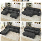 108'' Chenille Sectional Couch with Storage Armrests,U Shaped Upholstered Sofa with 2 Movable Ottomans, 5-Seat Modular Couch with Cup Holders for Living Room, Grey