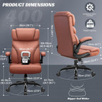 HeroSet Office Chair, Ergonomic Big and Tall Computer Desk Chairs, Executive Breathable Leather Chair with Adjustable High Back Flip-up Armrests, Lumbar Support Swivel PC Chair with Rocking Function