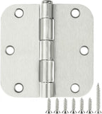 42 Pack Rounded Door Hinges Brushed Nickel 3.5 inch x 3-1/2", 5/8" Radius Heavy Duty Steel Iron 3 ½"Hinge for Doors, Interior Room,Outdoor Window,Constructition Hardware Kit Home Decor Essentials