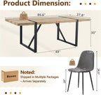 86.6" Dining Table Set for 10, Modern 11 Piece Wood Kitchen Table and Chairs Set, Large Rectangle Dining Table with 10 Linen Fabric Upholstered Chairs, Perfect for Family Gatherings and Dining Room