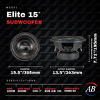 American Bass Elite 15" 2400 Max Watts Car Subwoofer