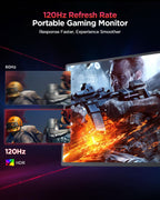 UPERFECT 2K 120Hz Portable Gaming Monitor  16" 2560x1600 QHD 16:10 400 Nits Portable Monitor for Laptop w/VESA & Cover HDR Eye Care External Second Screen for PC Phone Game Console