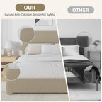 BarnFurin Queen Bed Frame with Headboard, Boucle Upholstered Platform Bed Frame, Luxurious Soft Rounded Corners, No Box Spring Required, Non-Slip and Noise-Free, Easy Assembly, Beige