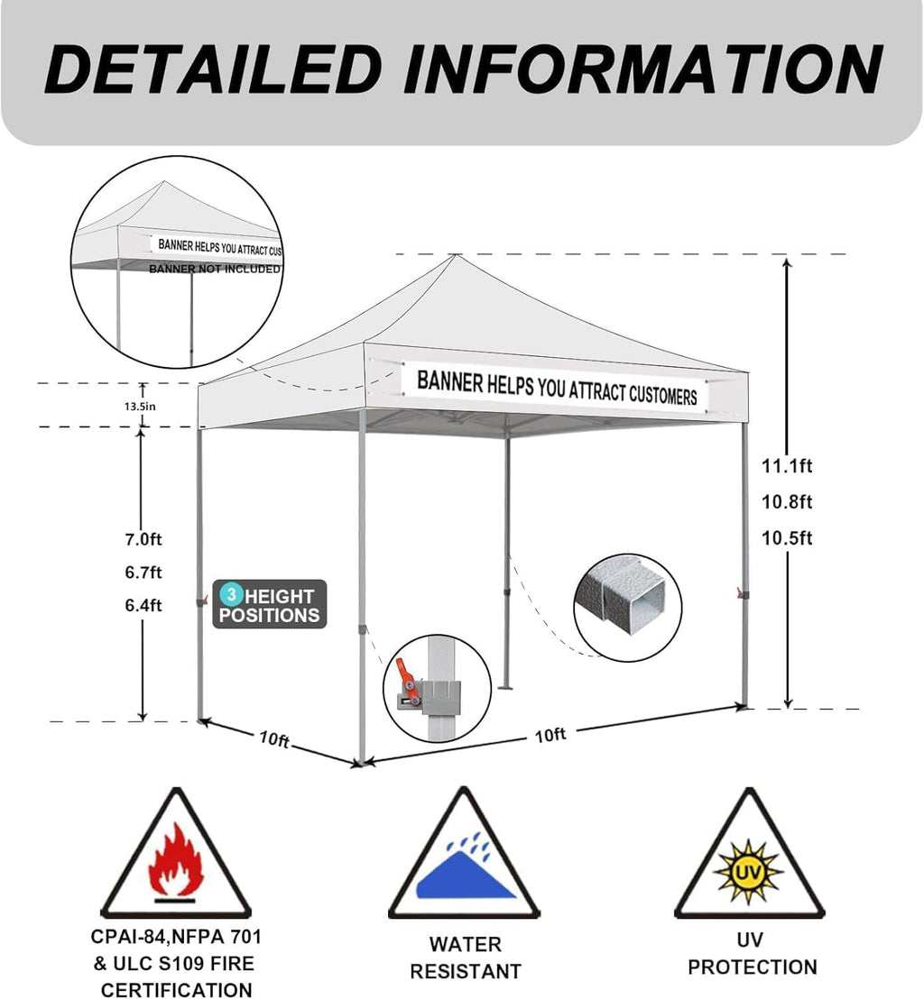 Eurmax USA 10x10ft Pop Up Canopy,Commercial Instant Tent for Outdoor Events,Patented No-Tip Rolling Storage Bag with 4 Sandbags,UV & Water Resistant,Heavy Duty Portable Shelter Gazebo,Black