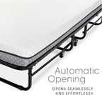 Milliard Deluxe Diplomat Folding Bed with Mattress for Adults, Twin Size, Portable Foldable Bed with Luxurious Memory Foam Mattress & Super Strong Frame, 75” x 38", Fold Up, Roll Away, & Hideaway